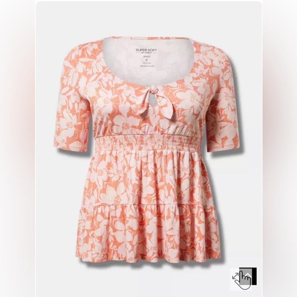 Torrid tie front babydoll top size 1X NWT!